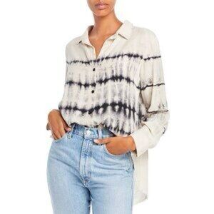 Cloth and Stone for Anthropologie Black and White Tie-Dye Button-Up Shirt